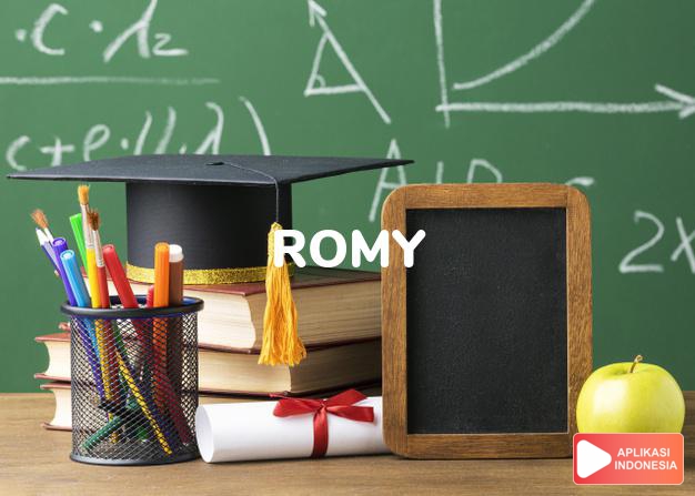 arti nama Romy adalah Bentuk kesayangan dari nama Rosemarie. Dipopulerkan oleh aktris film Austria, Romy Schneider (1938-82)