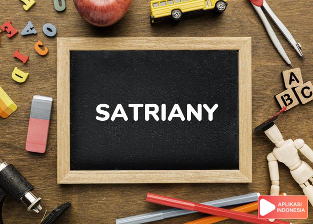 arti nama Satriany adalah Bagai satria (bentuk lain dari Satriani)