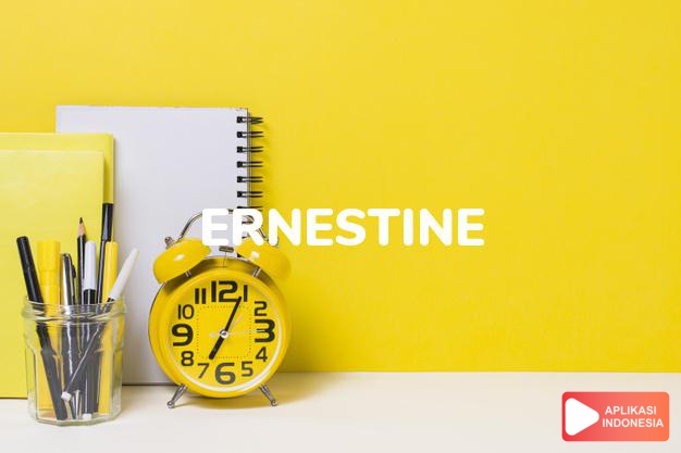 arti nama Ernestine adalah Bentuk feminin gabungan dari Ernest, dibuat pada abad 19 dan sekarang hanya sekali-sekali dipakai